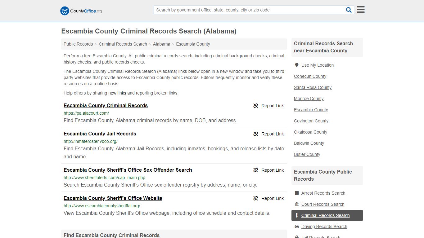 Criminal Records Search - Escambia County, AL (Arrests ...