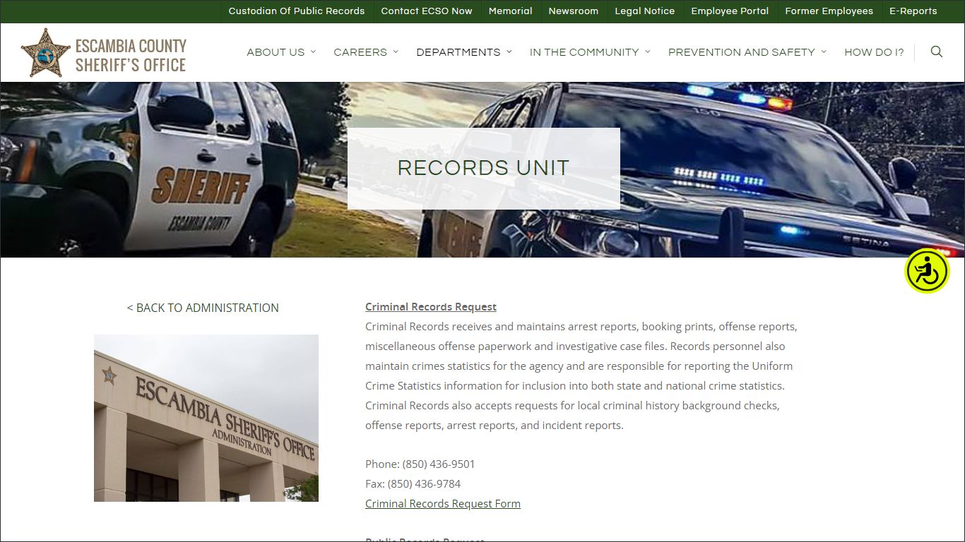 RECORDS UNIT - Escambia County Sheriff's Office